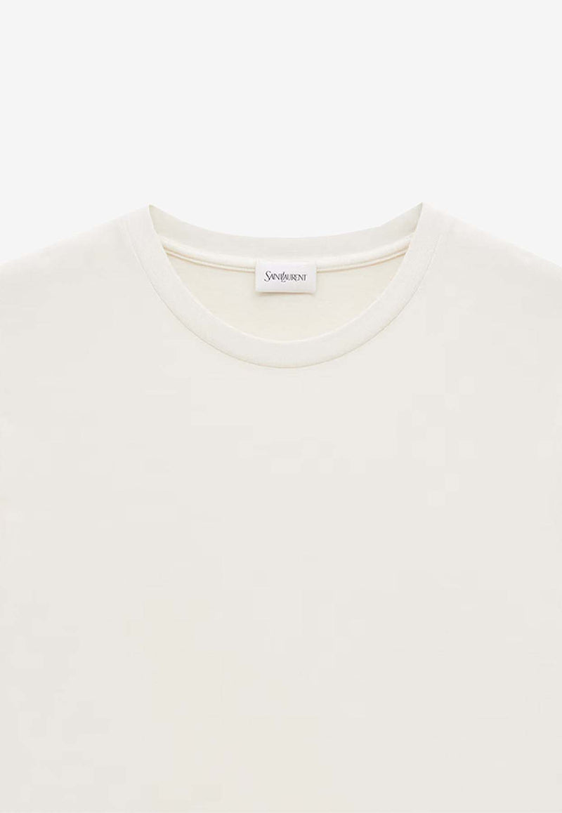 Saint Laurent Logo Tag Crewneck T-shirt White 810277Y37RY_9502