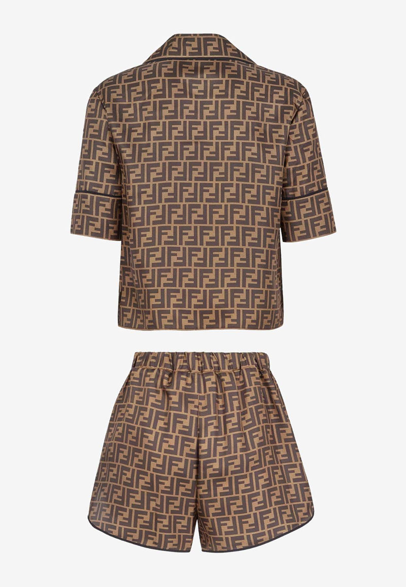 Fendi FF Logo Print Pajama Set - Set of 2 Brown FE5085A8G3_F118W