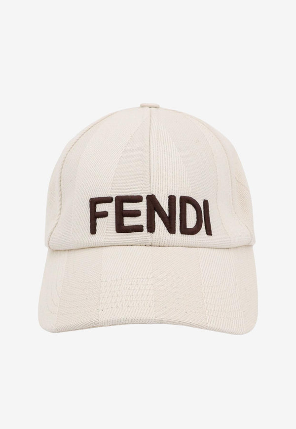 Fendi Logo Embroidered Baseball Cap Cream FXQ380ASQL_F0QB9