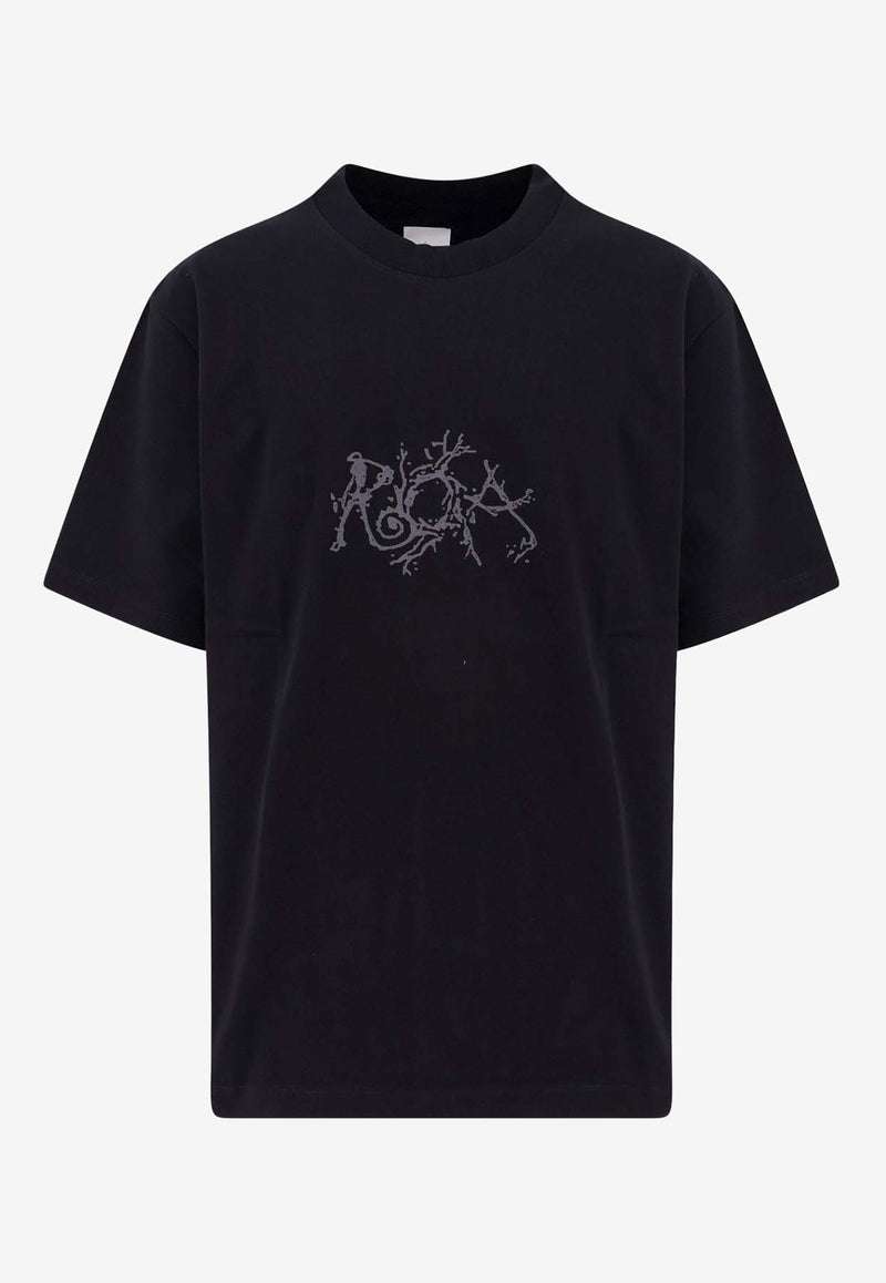 ROA Graphic Print Crewneck T-shirt Black RBMW0253JY21_BLK0001