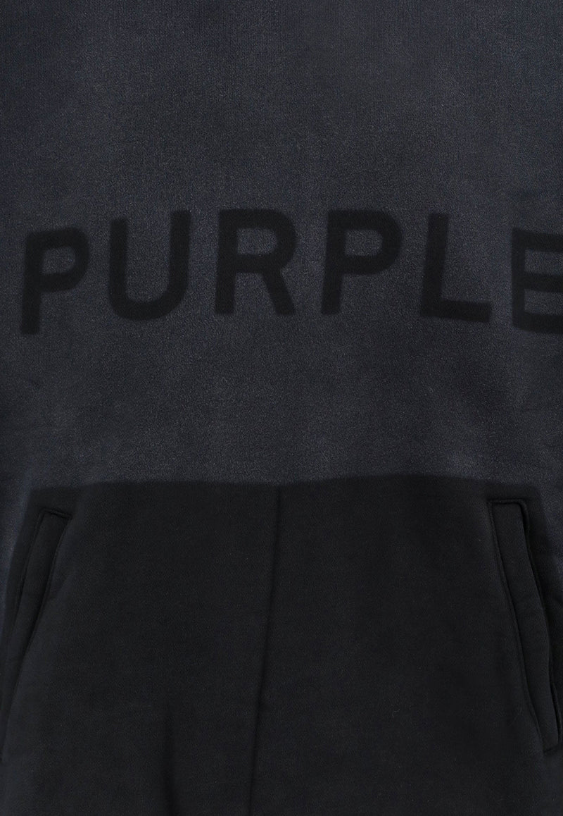 Purple Brand Logo Print Hooded Sweatshirt Black M4104HFBB424_BLACK