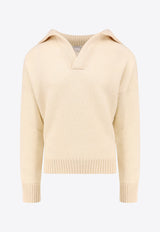 Bottega Veneta V-neck Wool Sweater Beige 804792V4PA0_9317