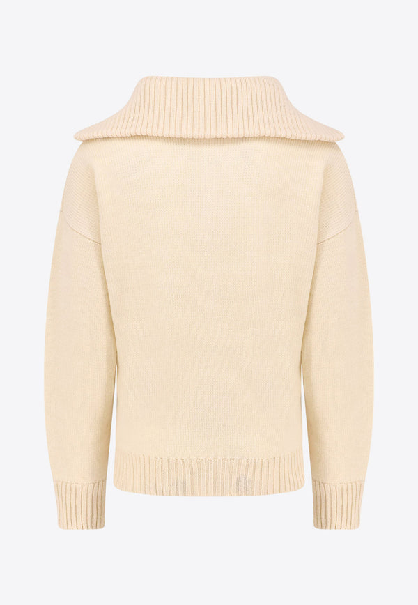 Bottega Veneta V-neck Wool Sweater Beige 804792V4PA0_9317