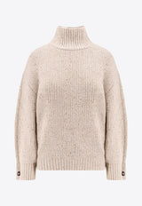 Bottega Veneta High-Neck Knitted Wool Sweater Beige 802130V4O10_9217