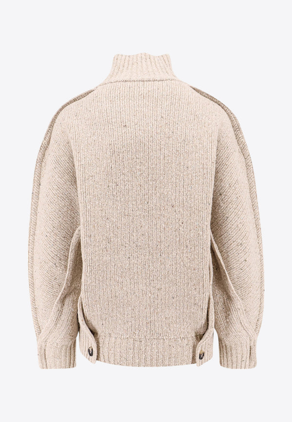 Bottega Veneta High-Neck Knitted Wool Sweater Beige 802130V4O10_9217