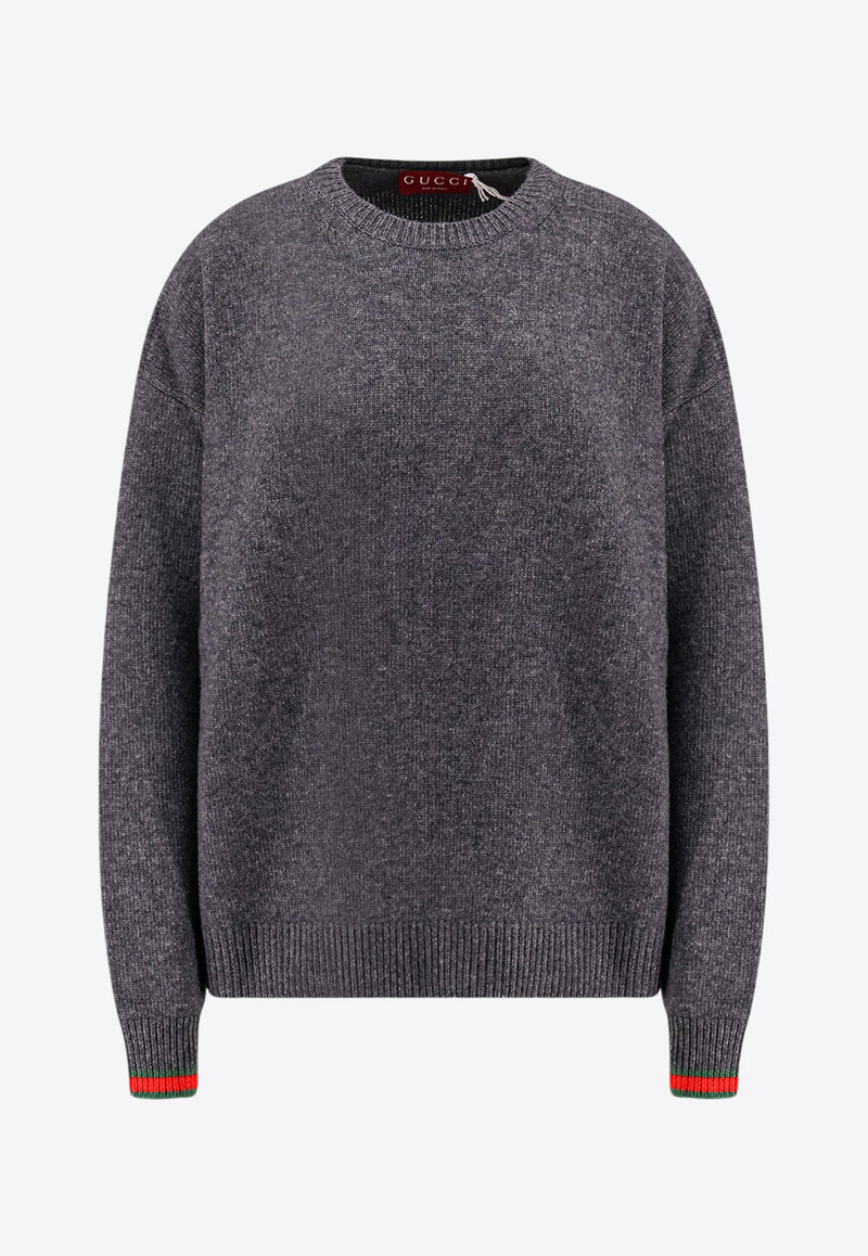 Gucci Web-Trimmed Wool and Cashmere Sweater Gray 810341XKEFL_1185