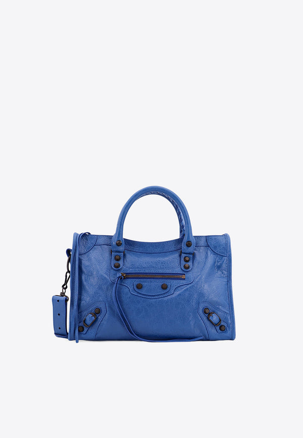 Balenciaga Small Le City Top Handle Bag in Nappa Leather Blue 8114422ABEK_4727