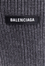 Balenciaga Logo Patch Cropped Wool Sweater Gray 808444T1703_1401