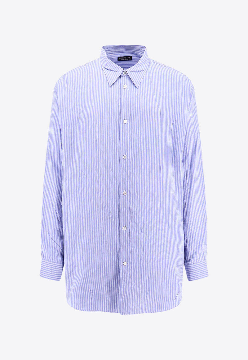 Balenciaga Striped Long-Sleeved Relaxed Shirt Light Blue 809007TRLE9_4640