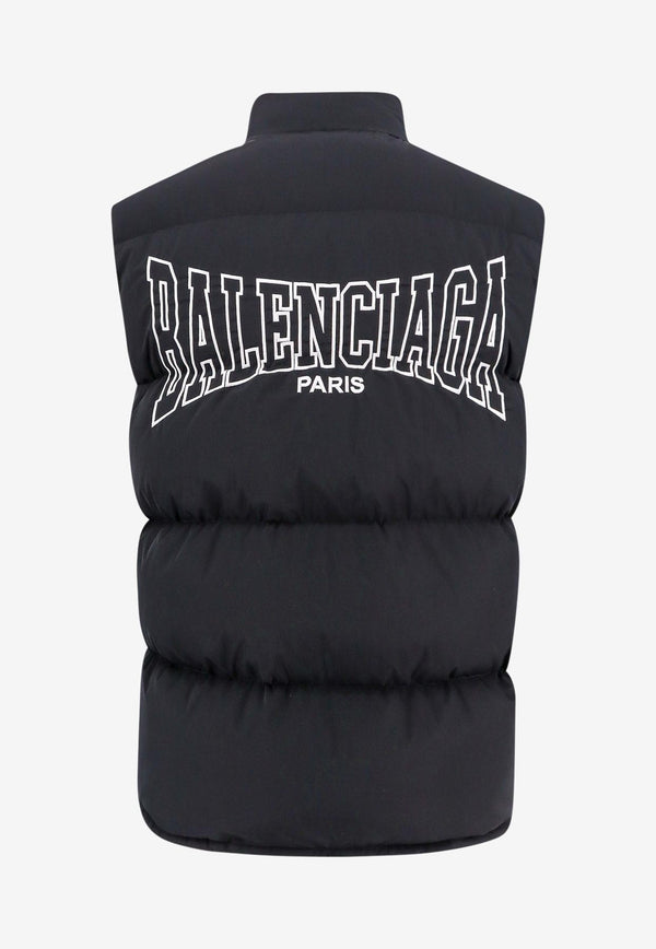 Balenciaga Logo Print Zip-Up Down Vest Black 808828TRO18_1000