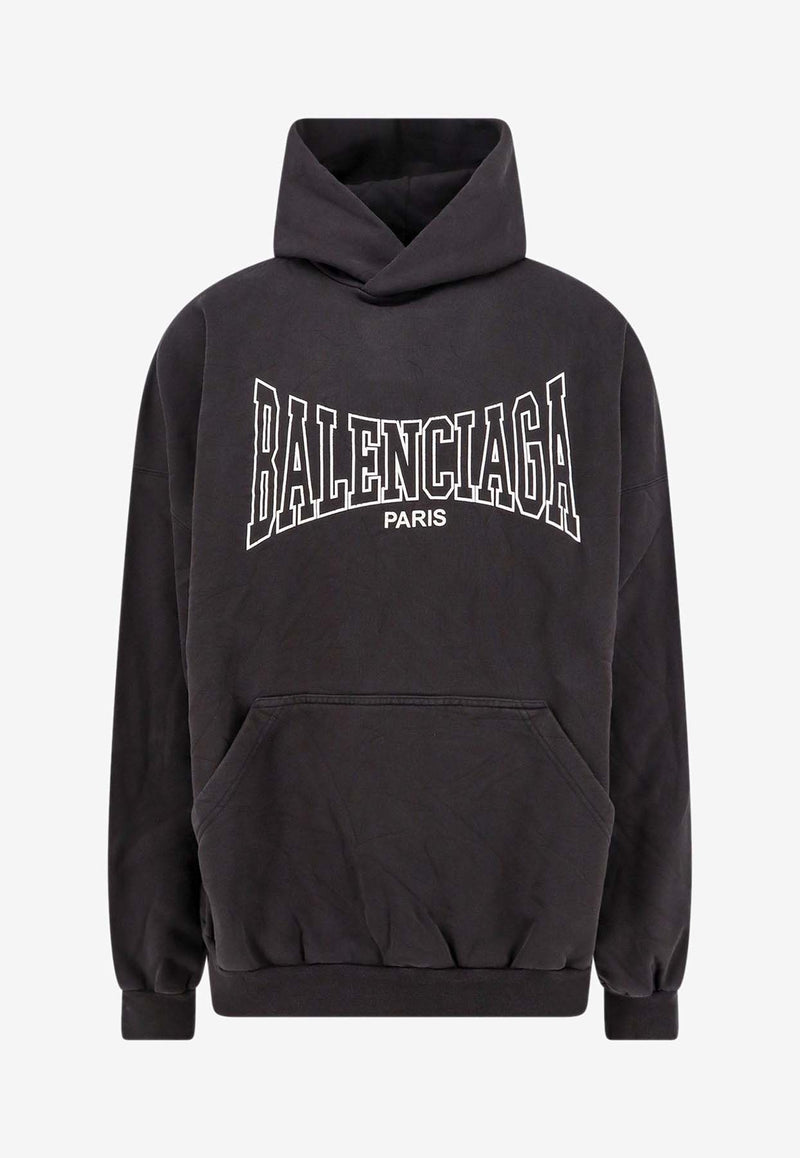 Balenciaga Logo Print Hooded Sweatshirt Gray 803265TRVH6_8190