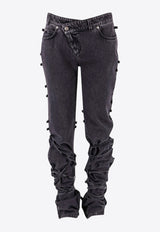 Alexander McQueen Straight-Leg Knotted Jeans Black 804375QMACX_1307