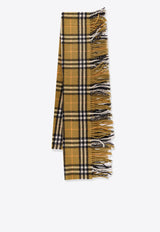 Burberry Checkered Cashmere Fringed Scarf Brown 8097067_C1422