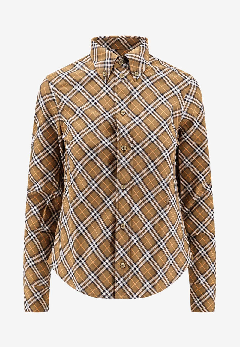 Burberry Signature Check Long-Sleeved Shirt Green 8098251_C1477