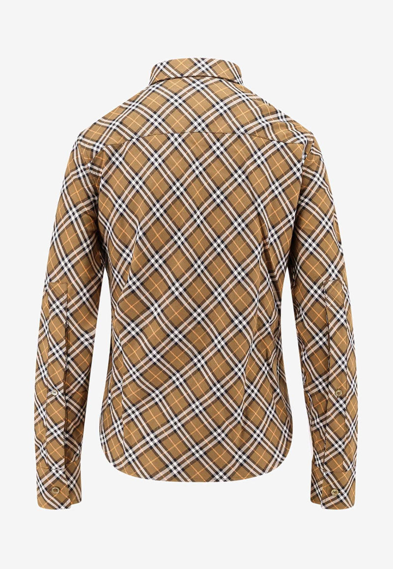 Burberry Signature Check Long-Sleeved Shirt Green 8098251_C1477