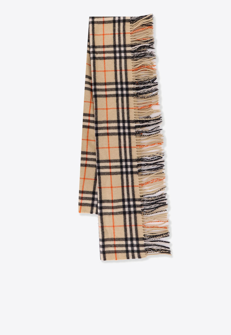 Burberry Vintage Check Cashmere Fringed Scarf Beige 8099588_B9719