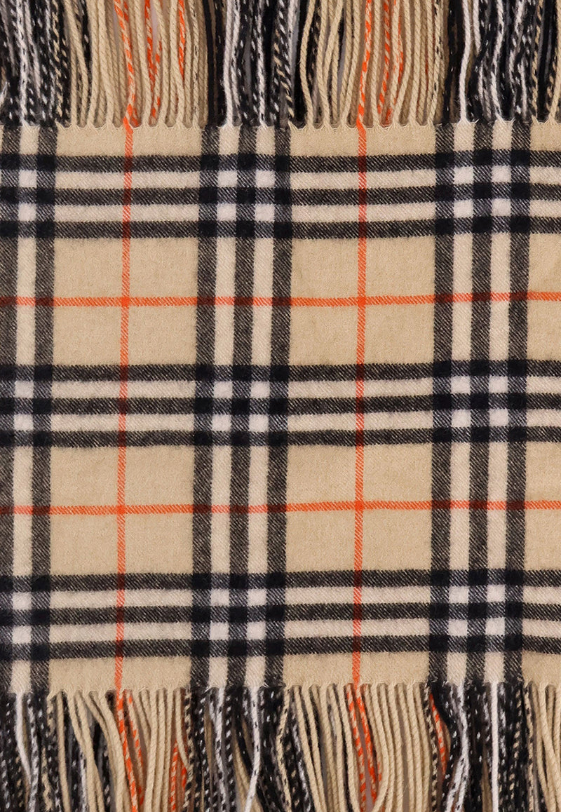 Burberry Vintage Check Cashmere Fringed Scarf Beige 8099588_B9719