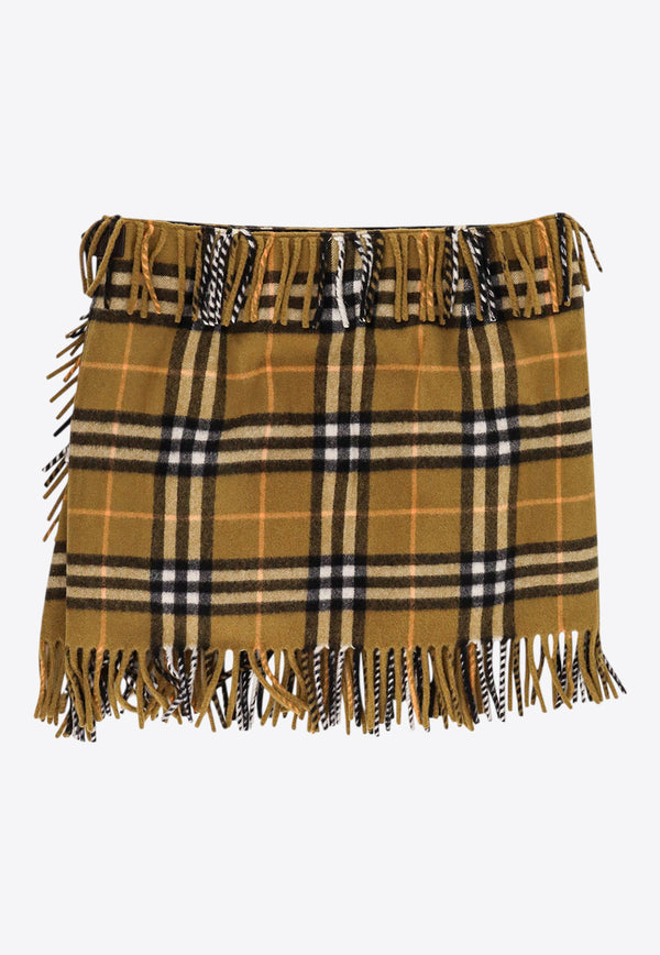 Burberry Vintage Check Fringed Mini Skirt Green 8099716_C1422