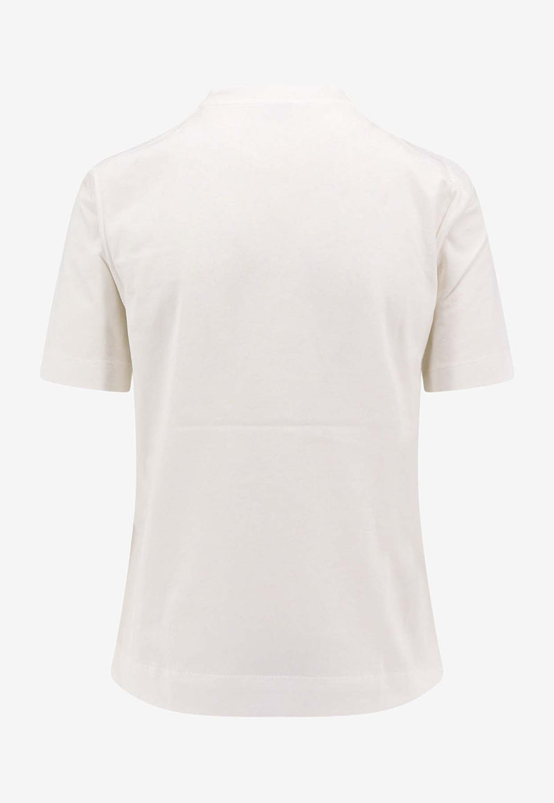 Brunello Cucinelli Monili Embellished T-shirt White M0T81HR200_C6159