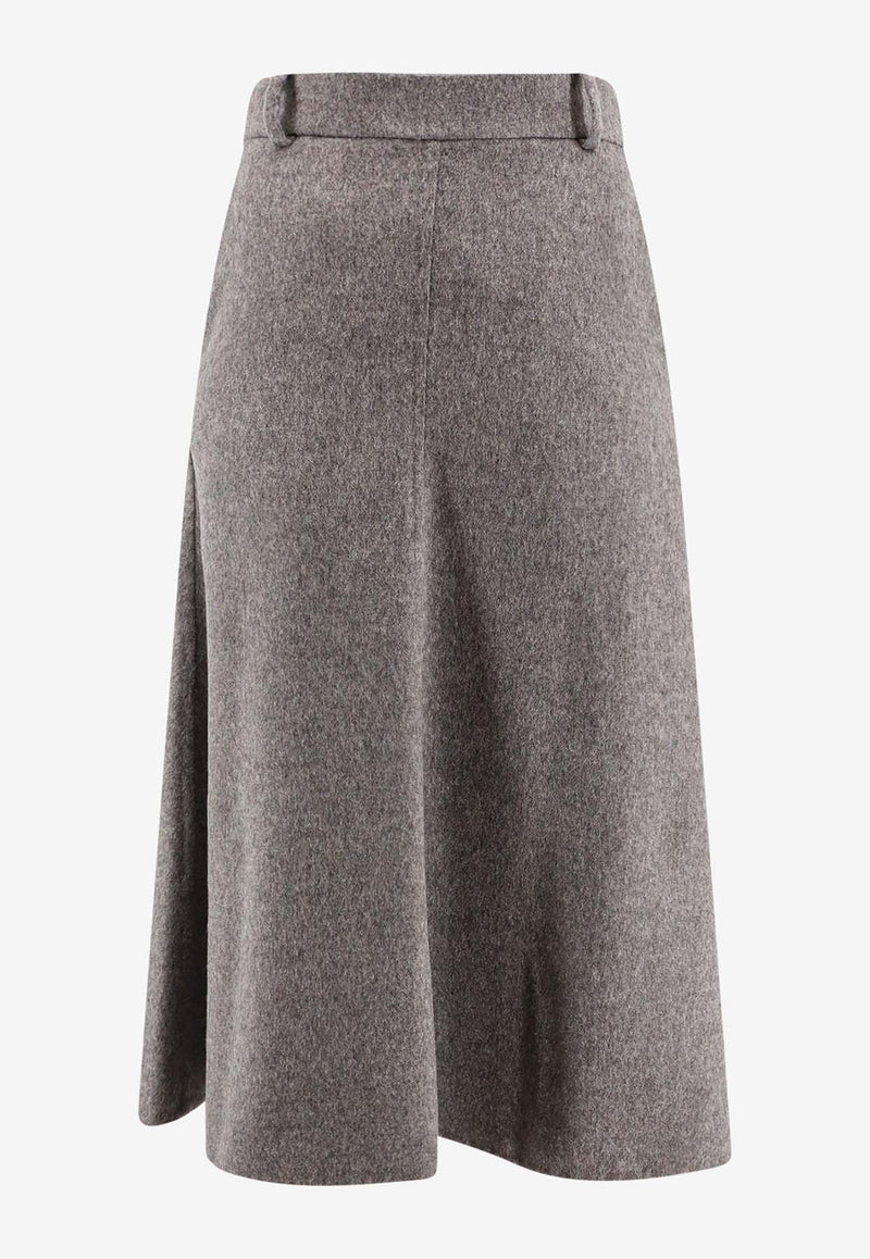 Brunello Cucinelli Wool Midi Flute Skirt Gray MD565G3697_C6081