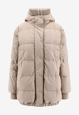 Brunello Cucinelli Hooded Zip-Up Down Jacket Beige MD5997921_CJU49