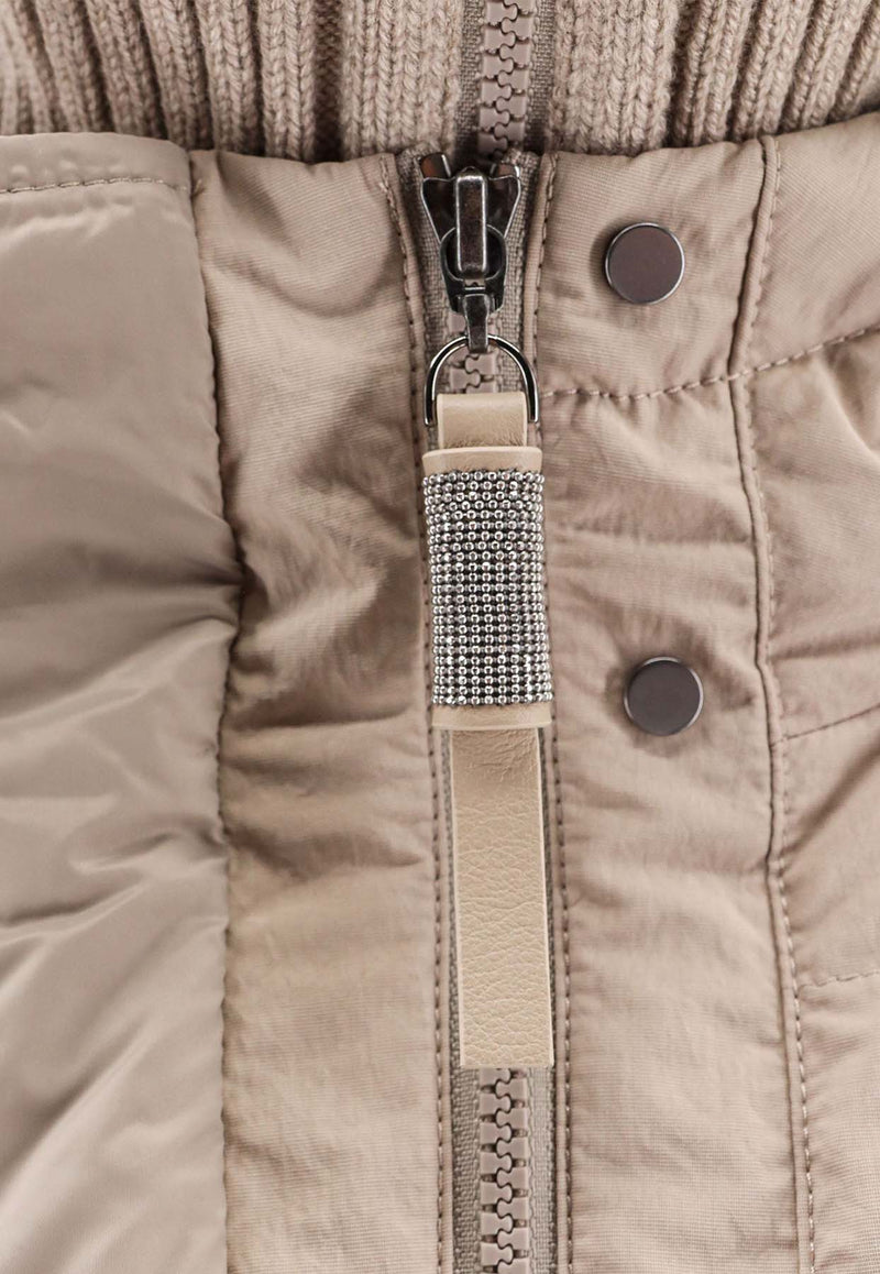 Brunello Cucinelli Hooded Zip-Up Down Jacket Beige MD5997921_CJU49