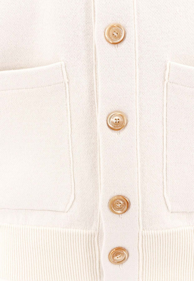 Brunello Cucinelli High-Neck Wool Blend Cardigan White M3610881_CS120