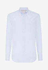 Brunello Cucinelli Striped Long-Sleeved Shirt Light Blue MF6981716_C011