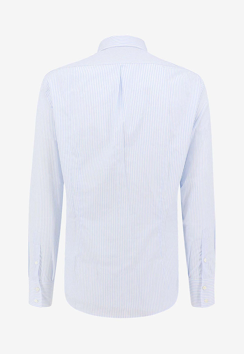 Brunello Cucinelli Striped Long-Sleeved Shirt Light Blue MF6981716_C011