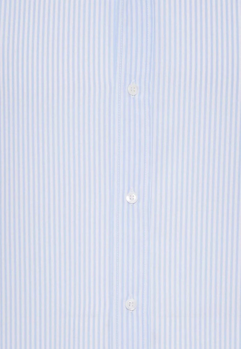 Brunello Cucinelli Striped Long-Sleeved Shirt Light Blue MF6981716_C011