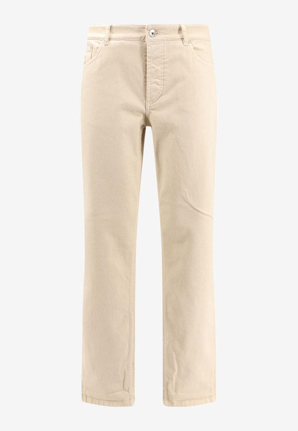 Brunello Cucinelli Logo Patch Straight-Leg Pants Beige M277PD3210_C6233