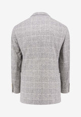 Brunello Cucinelli Double-Breasted Prince of Wales Blazer Gray MY4667BBD_C001