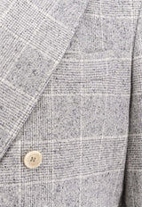 Brunello Cucinelli Double-Breasted Prince of Wales Blazer Gray MY4667BBD_C001