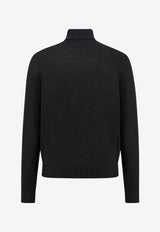 Zanone High-Neck Rib Knit Wool Sweater Black 810105ZR229_Z0015