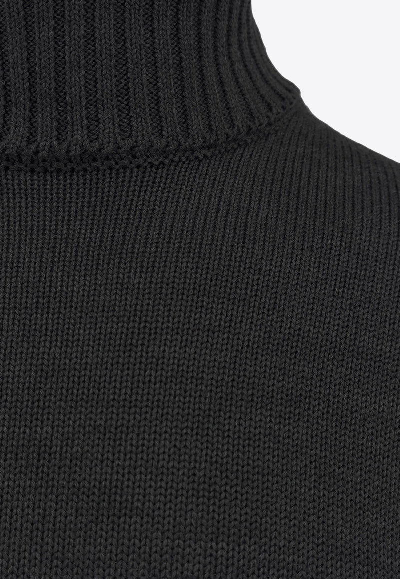 Zanone High-Neck Rib Knit Wool Sweater Black 810105ZR229_Z0015