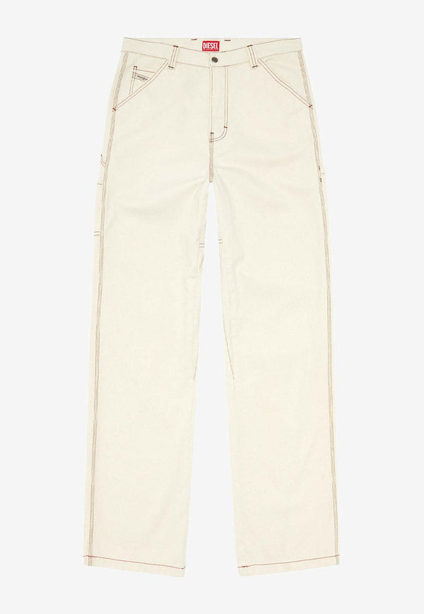 Diesel Logo Embroidered Straight-Leg Pants Beige A092520GRDQ_100