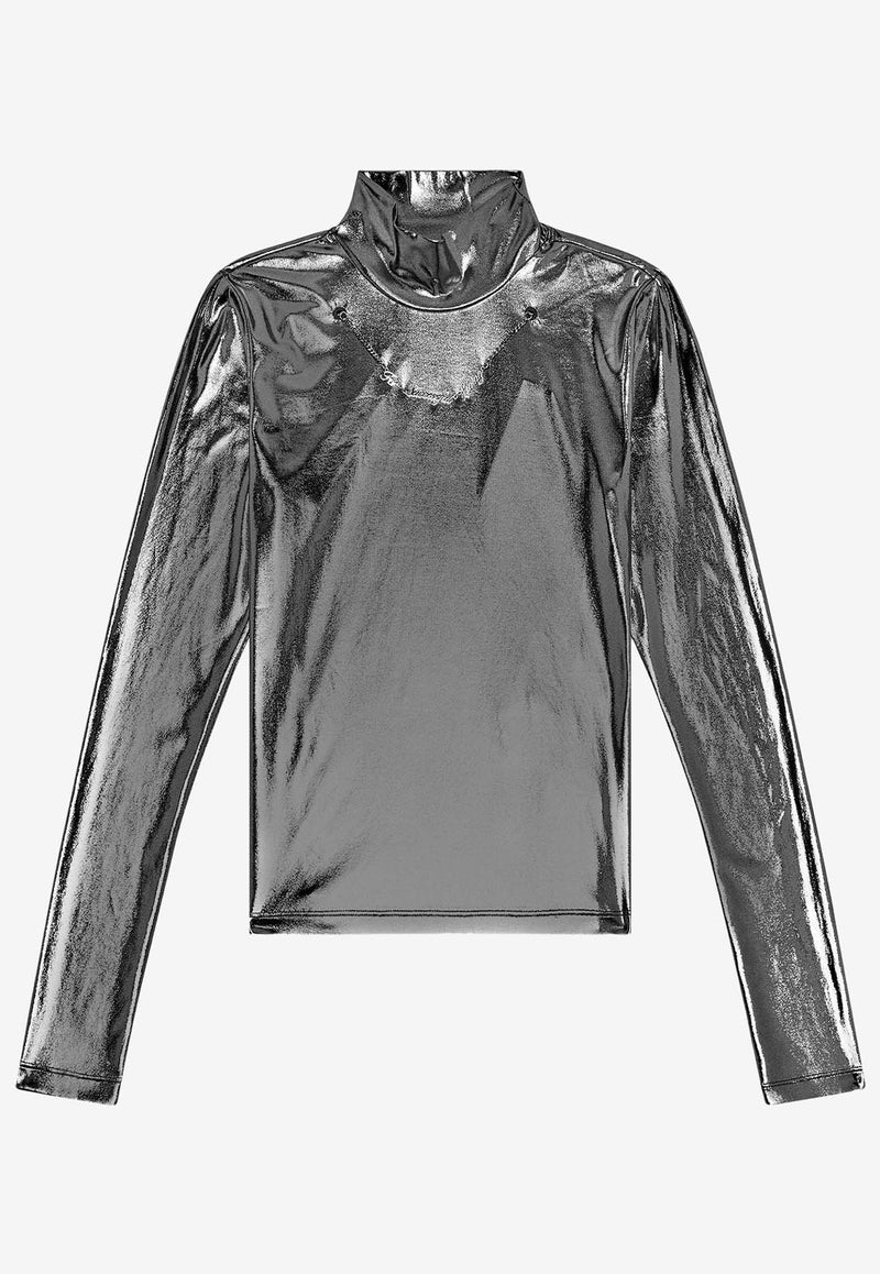 Diesel High-Neck Metallic Top Silver A120390THAG_9XX