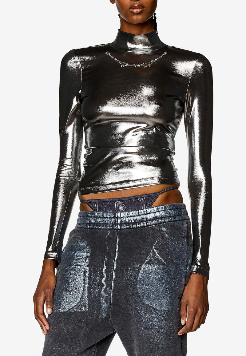 Diesel High-Neck Metallic Top Silver A120390THAG_9XX