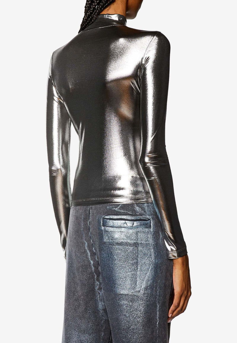 Diesel High-Neck Metallic Top Silver A120390THAG_9XX