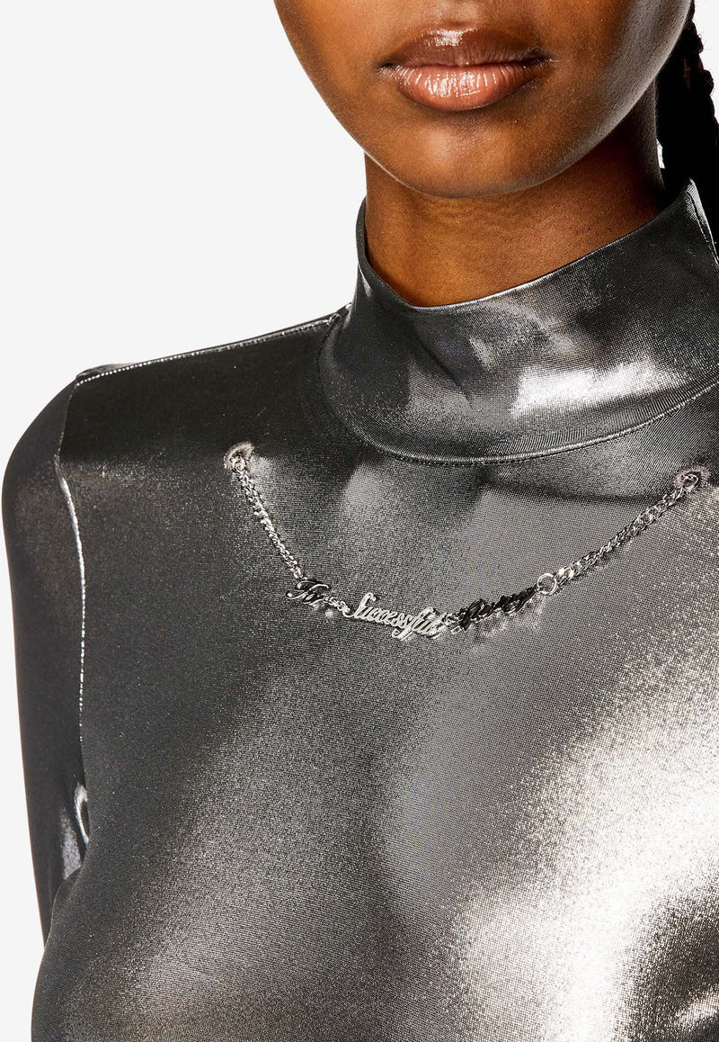 Diesel High-Neck Metallic Top Silver A120390THAG_9XX