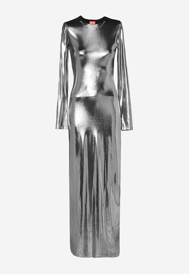 Diesel D-Mathi Metallic Midi Dress Silver A120400THAG_9XX