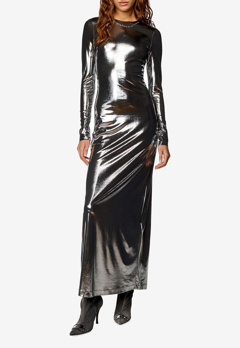 Diesel D-Mathi Metallic Midi Dress Silver A120400THAG_9XX