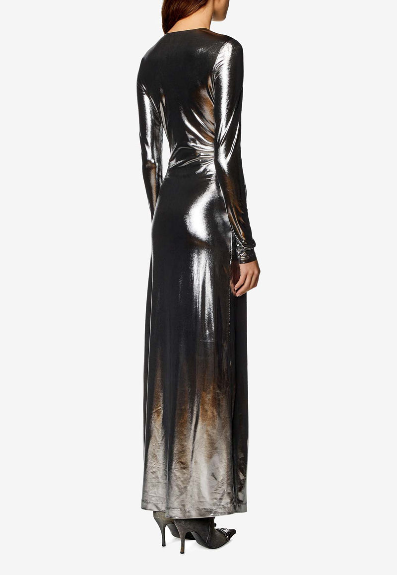 Diesel D-Mathi Metallic Midi Dress Silver A120400THAG_9XX