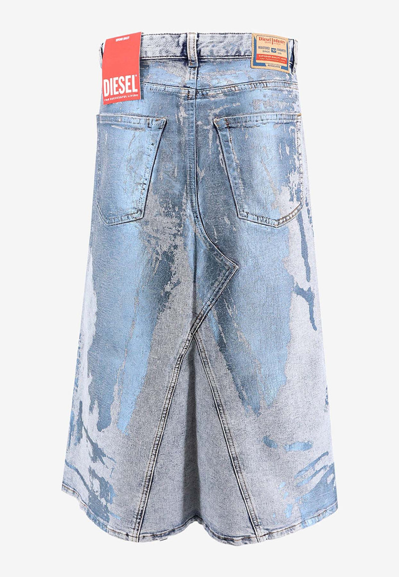 Diesel De-Pago Laminated Denim Midi Skirt Blue A147980AJEU_01