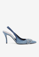 Diesel Venus 80 Distressed Denim Slingback Pumps Denim Y02985P6342_H1940