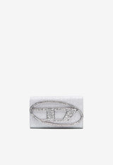 Diesel Glittered Oval-D Logo Clutch Bag Silver X09809P0787_H0535