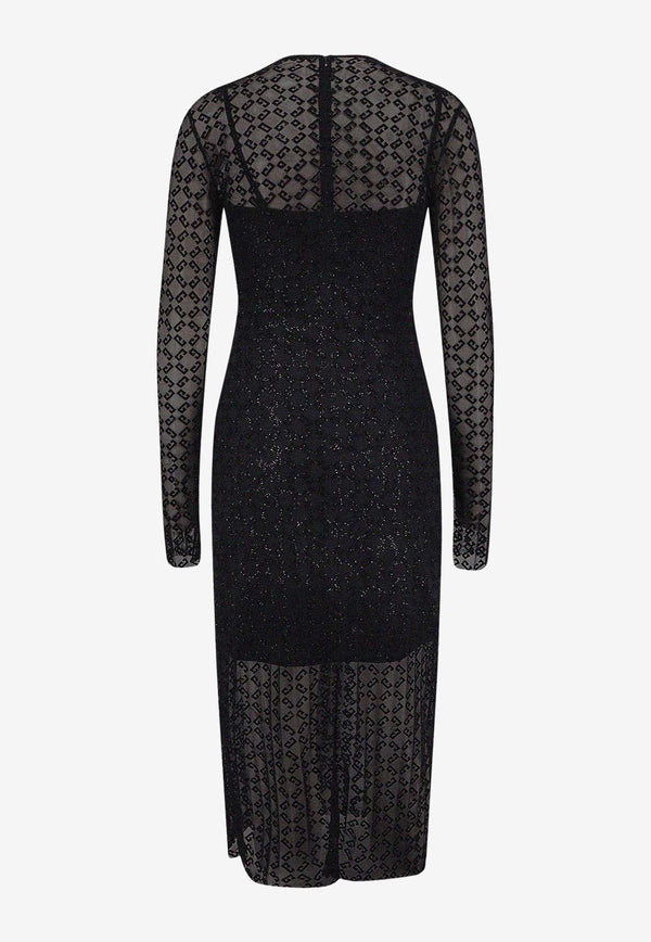 Givenchy Monogram 72 Tulle Midi Dress Black BW225620H0_008