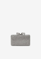 Self-Portrait Crystal Bow Studded Box Clutch Silver RS25306SL_SILVER