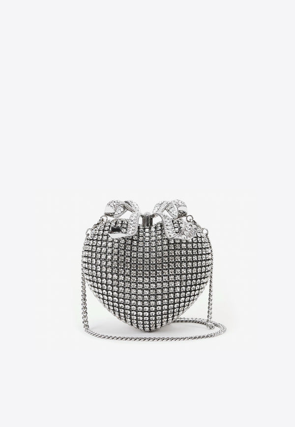 Self-Portrait Crystal Embellished Heart Clutch Silver RS25307SL_SILVER