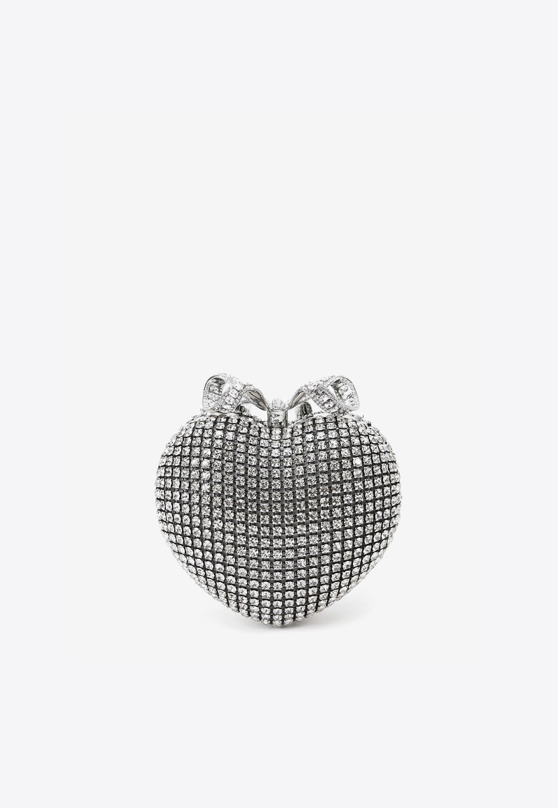 Self-Portrait Crystal Embellished Heart Clutch Silver RS25307SL_SILVER